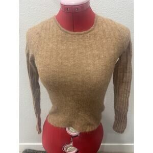 Ribbed Knit Sweater Cropped Long Sleeve Top‎ Round Neck Basic Casual Everyday